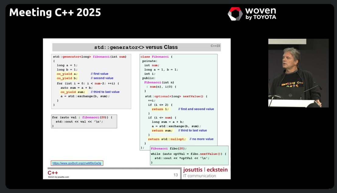 Nicolai Josuttis: Using `std::generator<>` in Practice - `generator<>` vs. class