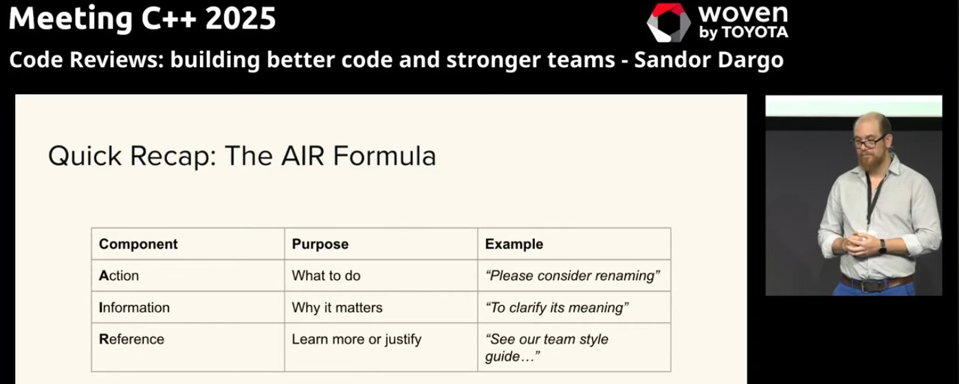 Sandor Dargo: Code Reviews: Building Better Code and Stronger Teams - AIR formula
